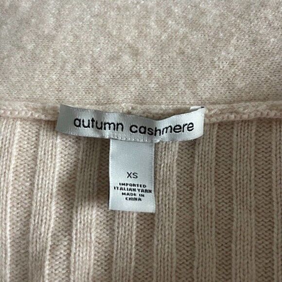 Autumn Cashmere Pale Pink 100% Cashmere Cable Knit Asymmetrical Hem Cardigan XS - Picture 6 of 6